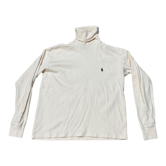 Ralph Lauren Soft Cotton Turtleneck Sweater Cream Ivory Vintage Solid Design S - Picture 1 of 5